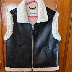 Bootlegger Black and White Shearling Vest